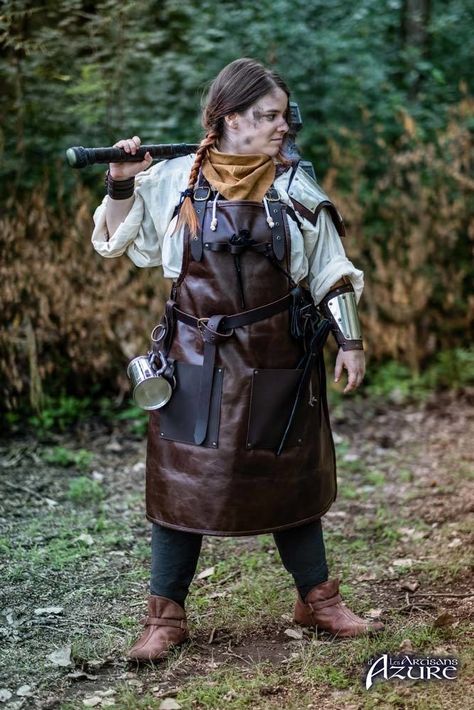 The Dwarven Blacksmith | Standard | Les Artisans d'Azure Medieval Blacksmith Clothes, Dwarven Fashion, Blacksmith Costume, Blacksmith Outfit, Dwarven Blacksmith, Ash Outfit, La Forge, Larp Costume, Adventure Outfit