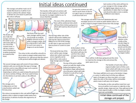 Initial ideas page two, from the storage unit inspired by the design era of Bauhaus. Storage Ideas, Dt Gcse Coursework, Gcse Product Design, Dt Coursework, Technology Lesson, Design Tech, Design Technology, Gcse Art, Storage Unit