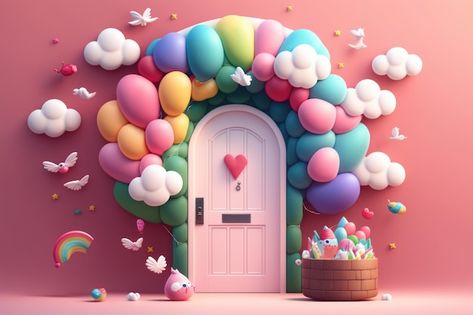 Pink Doors, 3d Balloon, Birthday Photo Album, Balloons Photography, Balloon Garland Diy, Floral Logo Design, Pink Door, King's Lynn, Colourful Balloons