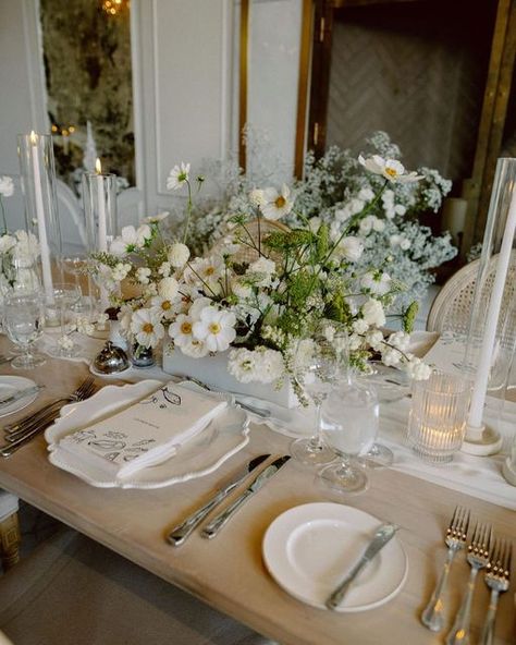 Alexandra Clement (McNamara) on Instagram: "How to create magic with a neutral colour palette?? Hire @kenilworthfloral 🤍🤍🤍  Photos @innayas  Rentals @simplybeautifuldecor  Stationery @pinkpeonypress   #modernwedding #antibride #stylishwedding #wedding #weddingday #weddingphotography #topweddingphotography #weddings #weddinginspiration #weddingideas #weddingphoto #weddingstyle #dreamwedding #weddingplanner #torontoweddingplanner #torontowedding #weddingplannertoronto #fineartwedding #weddingflowers #weddinginspo" Neutral Florals Wedding, Wedding Florals Neutral, Ethereal Wedding Florals, Neutral Floral Wedding, Neutral Floral Installation, French Blue Wedding, Secret Garden Parties, Garden Wedding Reception, Green Colour Palette