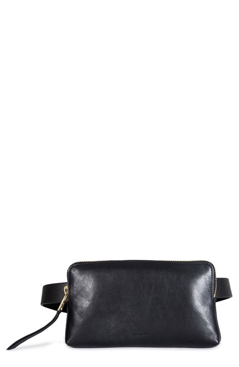 AllSaints Zip Leather Belt Bag | Nordstrom Chic Heels, Debossed Logo, Leather Belt Bag, Waist Bag, All Saints, Belt Bag, Leather Belt, Adjustable Straps, Women Handbags