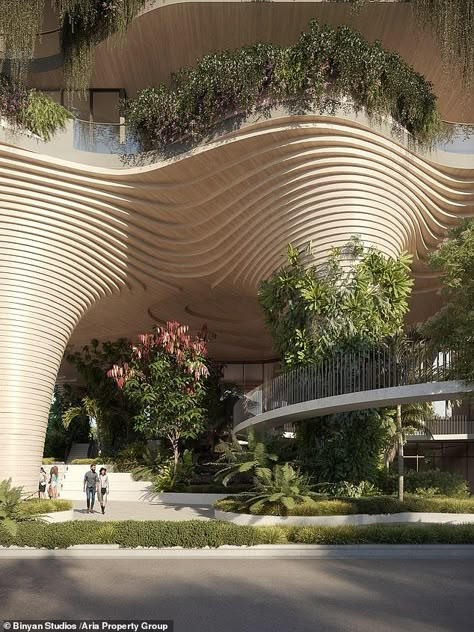 'Vertical garden' high-rise in Australia will be dred in more than 20,000 trees and plants Biophilic Architecture, Green Scenery, Residential Tower, Urban Forest, Mix Use Building, Parametric Architecture, Building Concept, Biophilic Design, H Design