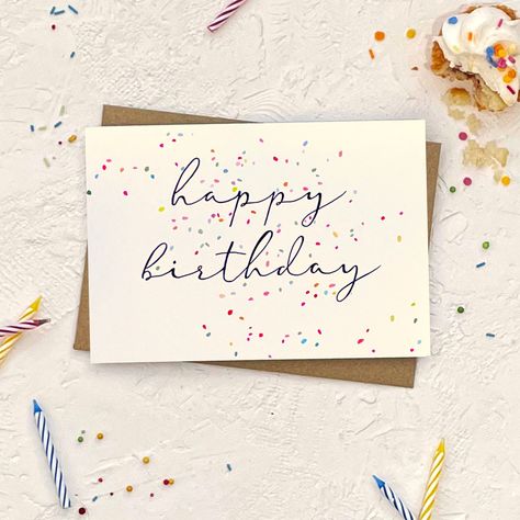 Unique greeting cards for him or her for any occasion. Express your love, gratitude, or sympathy with a heartfelt message and a beautiful#birthdayfont #happybirthday #fontdesign #celebration #birthdaywishes Happy Birthday Wishes Calligraphy, Hand Lettered Birthday Cards, Simple Greeting Cards Handmade, Lettering Happy Birthday, Happy Birthday Hand Lettering, Happy Birthday Doodles, Cute Confetti, Happy Birthday Calligraphy, Happy Birthday Font