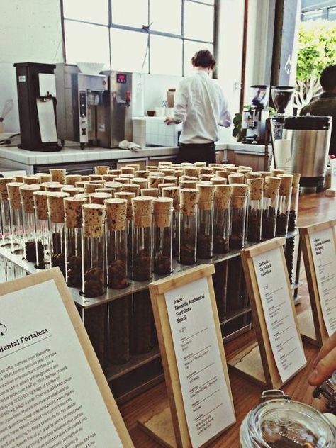 San Francisco Coffee, Coffee Display, Coffee Lab, Coffee Roastery, Coffee Stands, Coffee Shops Interior, Coffee Store, Test Tubes, Coffee Painting