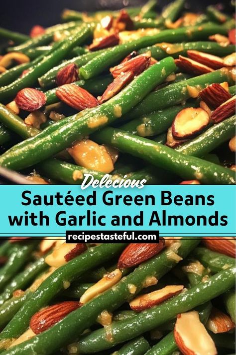 Sautéed Green Beans with Garlic and Almonds is a quick, healthy side dish featuring tender-crisp green beans, aromatic garlic, and crunchy almonds. Perfect for complementing a variety of main courses while adding a touch of elegance and flavor. Sauteed Garlic Green Beans, Green Bean Recipes Healthy, Green Beans With Garlic, Thanksgiving Green Beans, Garlic Green Bean Recipes, Green Beans Side, Green Beans With Almonds, Green Beans Side Dish, Easy Green Beans