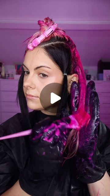 Hot Pink Hair And Black, Pink And Black Color Block Hair, How To Hide Colored Hair For Work, Brunette With Underneath Color, Fun Pink Hair Color Ideas, Neon Pink Hair Dye, Magenta Hair Colors Burgundy, Hair Color Purple Ideas, Highlight Parting Hair