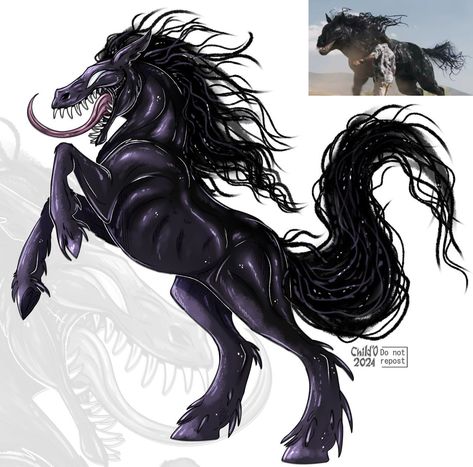 Venom Horse, Scary Horse, Simple Skull Drawing, Mlp Horror, Cool Mythical Creatures, Venom Dragon, Wolf Beast, Demon Horse, Lovecraft Art