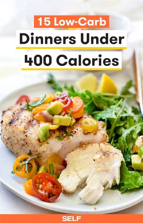 15 Low-Carb Dinners Under 400 Calories | SELF Low Card Dinners, Recipes Under 400 Calories, 400 Calorie Dinner, Meals Under 400 Calories, 400 Calorie Meals, Menu Sarapan Sehat, Breakfast Low Carb, Low Carb Meal Prep, Low Calorie Dinners