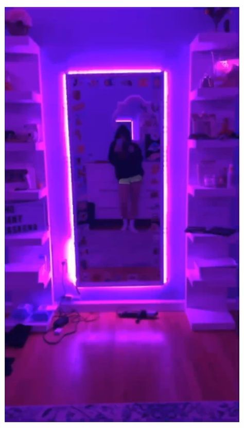 37 Fresh Room Ideas Led Lights Design Vibe Bedroom Ideas Led Lights, Bedroom Miroir Ideas, Cool Room Ideas Led Lights, Led Lights Behind Mirror Bedroom, Wall Mirror With Led Lights, Aesthetic Mirror With Lights, Led Mirror Aesthetic, Mirror Wall Decor Bedroom Led Lights, Cute Room Ideas Led Lights