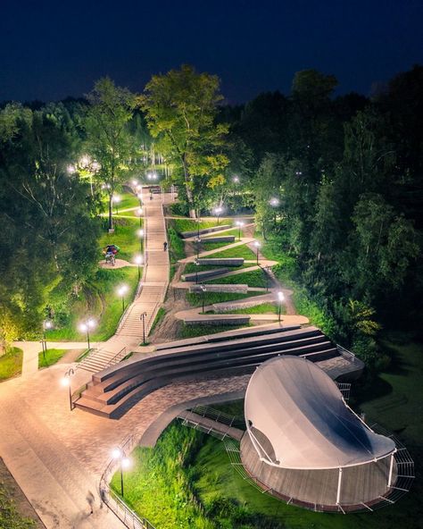 Landspace Design, Design Landscape, Modern Park Design, Slope Landscape Architecture, Amphiteather Architecture, Public Park Landscape Design, Landscape Architecture Concept, Mountain Landscape Design, Public Parks Design