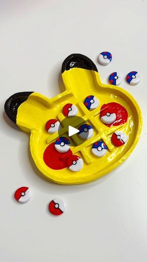 Air Dry Clay Projects Tik Tak Toe, Clay Tictactoe, Christmas Clay Ideas Diy Gifts, Clay Tic Tac Toe Board Ideas Cute, Pokemon Clay Ideas, Pokemon Diy Gifts, Clay Tiktaktoe Board, Air Dry Clay Tic Tac Toe, Clay Tik Tak Toe Boards