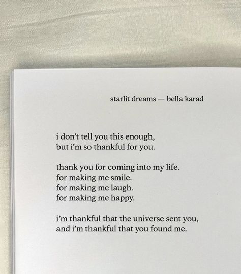 A simple yet heartfelt poem of gratitude. 💕 #Thankful #Gratitude #love #poems #poetry Poem For A Friend On Her Birthday, Grateful Love Quotes, Appreciation Poems For Him, Poem About Gratitude, Poem On Gratitude, Thank You Poems Gratitude, Heartfelt Poems For Him, Thank You Poems For Friends, Poems Of Gratitude