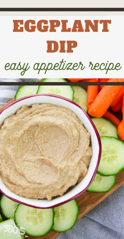 If you're looking for a way to use up that eggplant sitting in your kitchen, check out how simple this Roasted Eggplant Dip Recipe is! #appetizerdip #simpledip #easydiprecipe #3boysandadog Eggplant Dip Recipes, Oven Roasted Eggplant, Roasted Eggplant Dip, Sour Cream Dip, Eggplant Dip, Fruit Dips Recipes, Easy Dips, Roast Eggplant, Dip Recipes Easy