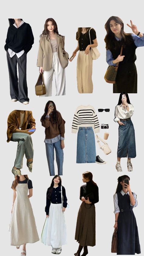 inspoOOtd#reminderforme Outfits For Long Skirts, Outfit Casual Korea, Hack Style, Genz Fashion, Modest Ootd, Genz Outfits, Plus Size Aesthetic Outfits, Winter Inspo Outfits, Japan Autumn