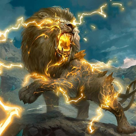 Nemean Lion, Lion Artwork, Mythical Creatures Fantasy, Mtg Art, Creature Artwork, Fantasy Beasts, Monster Concept Art, Fantasy Monster, Fantasy Creatures Art