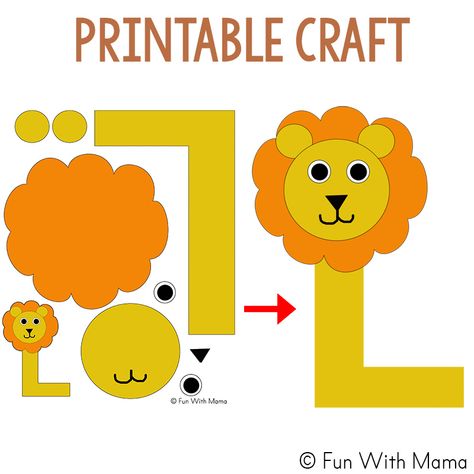 l is for lion craft L Craft For Preschool, Letter Ll Crafts Preschool, L Projects For Preschool, Letter L Craft Preschool, Preschool Letter L Crafts, Letter L Preschool Crafts, L Is For, Letter L Craft, Lion Template