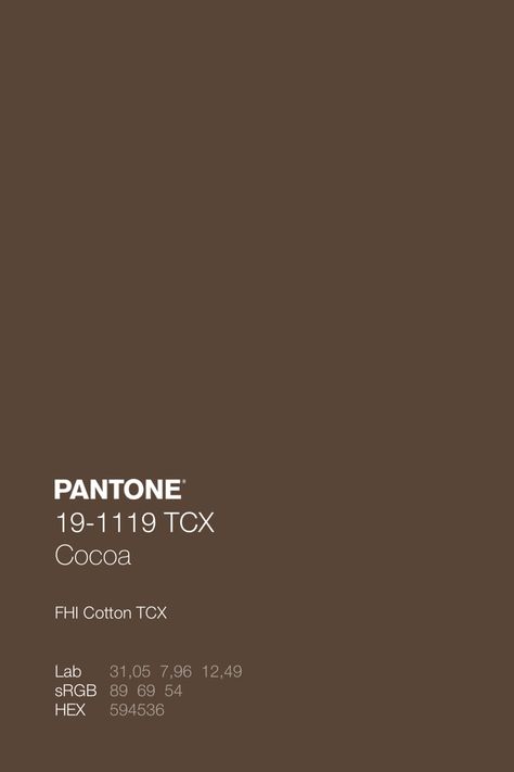 Cocoa Color Palette, Mood Boards Color, Brown Pantone, Pantone Tcx, Color Library, Pantone Color Chart, Pantone Palette, Pantone Colour Palettes, Hex Color Palette