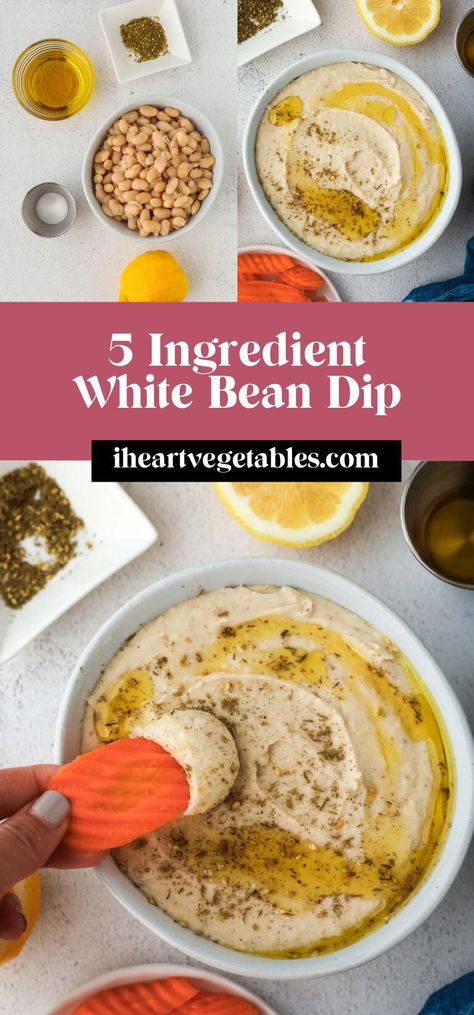 This creamy white bean dip is so easy to make, but it’s loaded with flavor! It’s the perfect spread to serve with veggies or pita chips! White Bean Hummus Recipe, White Bean Dip Recipe, Knorr Spinach Dip, White Bean Hummus, White Bean Dip, Mini Sweet Peppers, Bean Dip, Hummus Recipe, Vegetarian Recipes Easy