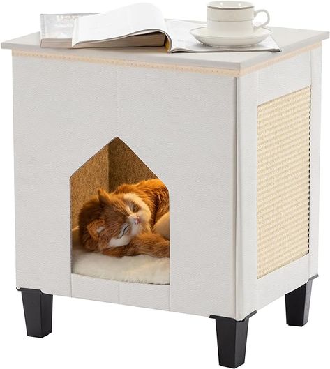 Cat Hideaway, Feral Cat House, Hideaway Bed, Cat Body, Bed Side Table, Nightstand Decor, Cat Scratch, Indoor Cats, Table Nightstand