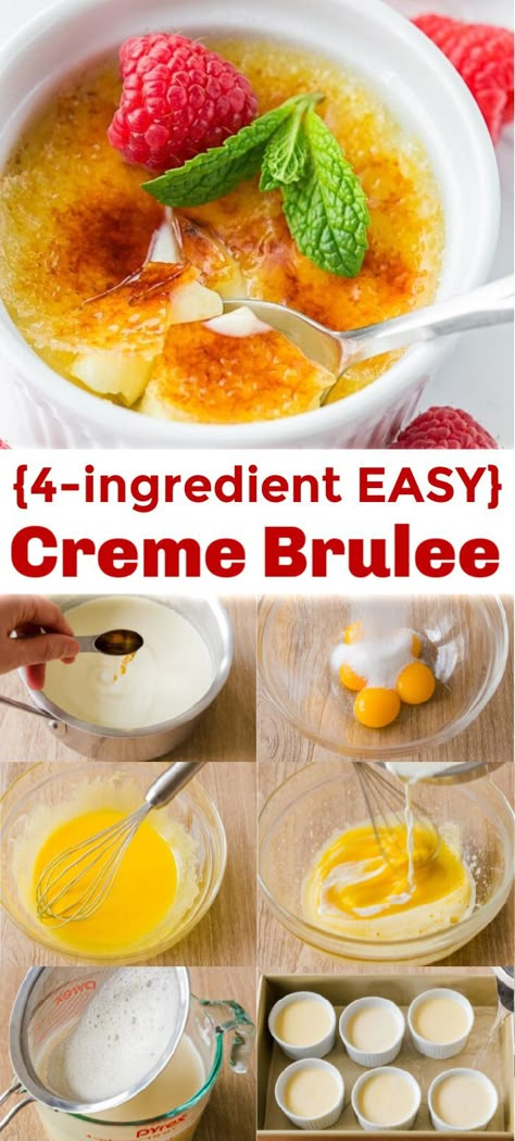 Creamy Creme Brulee Recipe, Creambrule Recipes, Creme Brulee For One, Creme Brulee For A Crowd, Easy Crème Brûlée, Rich Dessert Recipes, Easy Pudding Recipes 4 Ingredients, Easy Derrests Recipe, Creme Brulee Recipes