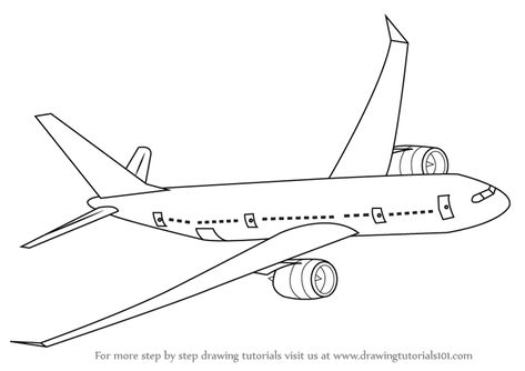 Learn How to Draw Flying Boeing Aeroplane (Airplanes) Step by Step : Drawing Tutorials Simple Airplane Drawing, Aeroplane Drawing, Airplane Sketch, Plane Drawing, Youtube Drawing, Easy Disney Drawings, Airplane Drawing, Military Drawings, Drawing Tutorials For Kids