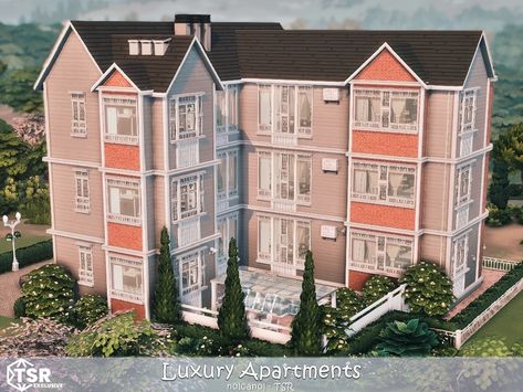 Sims Apartment Layout, Ts4 Apartment, Sims 4 Apartments, Sims 4 Apartment Building, Houses Layout, Modern Concrete House, Sims4 House, Sims 4 Houses Layout, Die Sims 4