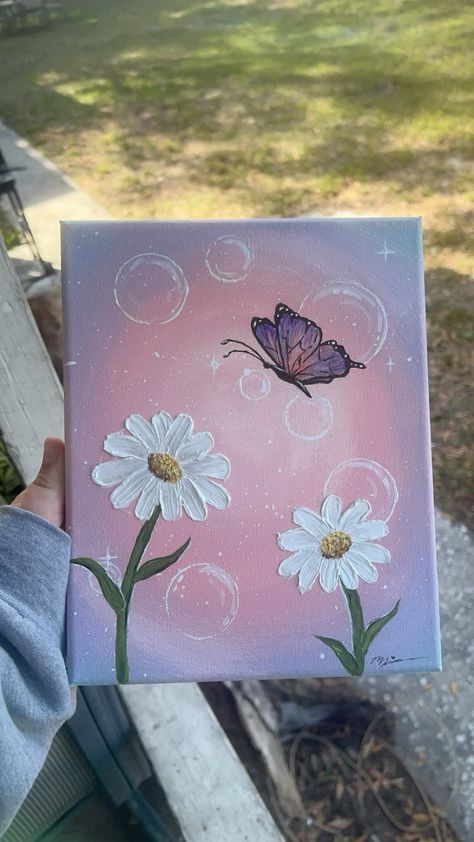 Painting Ideas On Canvas Aesthetic Butterfly, Butterfly Canvas Art Diy, Things To Paint On Canvas Aesthetic Easy, Painting Ideas On A3 Sheet, Simple Painting Ideas For Beginners Acrylics, Art Inspiration Beginner, Acrylic Painting Aesthetic Ideas Easy, Butterfly Painting On Canvas Aesthetic, Baby Painting Ideas Canvases