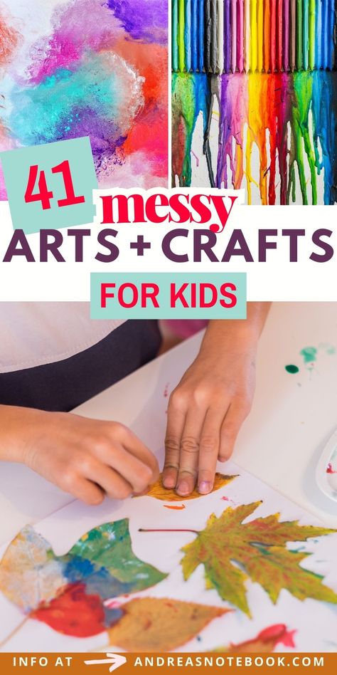 Dive into the ultimate list of 41 exciting and messy art & craft projects for kids! From vibrant outdoor activities like chalk paint and water gun painting to indoor crafts involving paint and food products. There's a project for every young artist to enjoy! Each activity is designed to foster creativity, improve motor skills, and make learning fun. Perfect for summer holidays, rainy days, or any day you fancy getting messy and having fun! #KidsCrafts #MessyArtProjects #CreativeLearning Make Something Monday Ideas Kids, Messy Day Activities For Kids, What A Mess Vbs Ideas, Messy Art For Kids, Messy Crafts For Kids, Messy Kids Activities, Messy Activities For Kids, Messy Art Ideas, Arts Easy