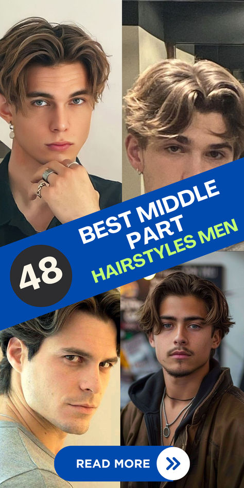 Looking for a fresh look? Check out these 48 middle part hairstyles for men, perfect for achieving a sleek, modern style. #MiddlePartHairstyles #MensHaircuts #MiddlePartMen Hairstyles For Oval Faces Men, Classic Middle Part Men, Mens Brush Back Hairstyle, Middle Part Round Face Long Hair, Men’s Haircuts Short Middle Part, Men’s Hairstyles Middle Part Hair, Middle Parted Hairstyles, Mid Fade Middle Part, Mens Brushed Back Hairstyles