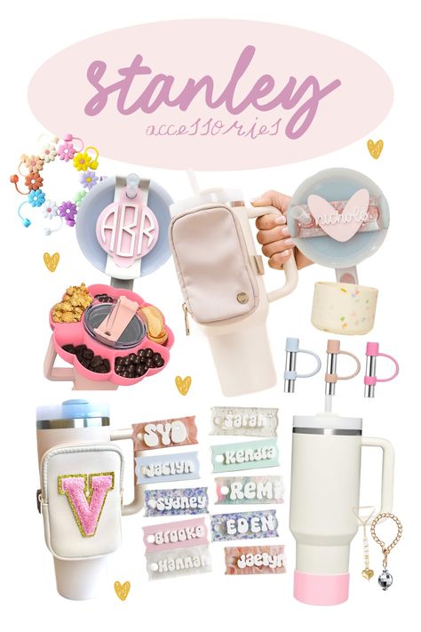 Sharing some cute Stanley accessories with you today! #stanley Diy Stanley Accessories, Stanley Accessories Diy, Stanley Decorations, Stanley Decor, Preppy Drinks, Stanley Ideas, Cute Things To Buy, Cute Stanley, Tumbler Accessories