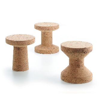 Stable and robust, the three stools or side tables of the Cork Family by Jasper Morrison exploit the advantageous natural properties of cork: they are comparatively lightweight and extremely durable with a pleasant velvety feel. George Nelson, Cork Stool, Vitra Design, Charles Ray, Jasper Morrison, Family Table, Low Stool, Small Side Table, Royal College Of Art