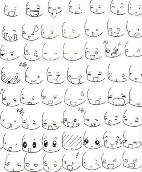 Drawing Random, Chibi Eyes, Draw Chibi, Realistic Eye Drawing, Kawaii Drawing, Chibi Sketch, Drawing Eyes, Kawaii Faces, Anime Expressions