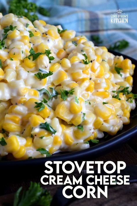 Kos, Corn Stovetop, Canned Corn Recipes, Corn Recipes Side Dishes, Cream Cheese Corn, Corn Side Dish, Best Thanksgiving Side Dishes, Creamed Corn Recipes, Thanksgiving Food Sides