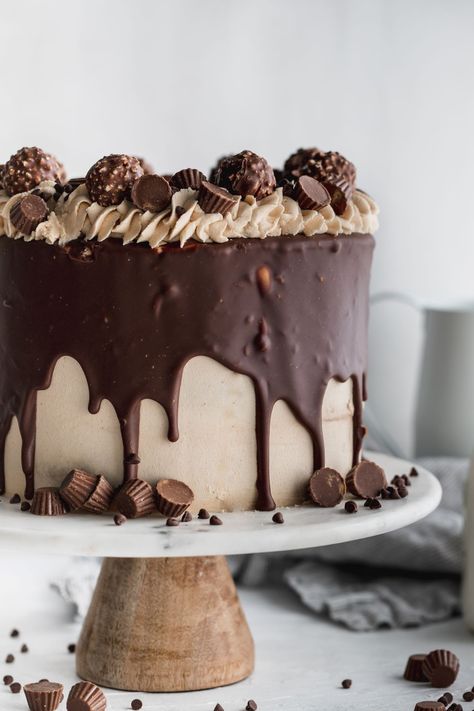 Nutella and Peanut Butter Cake | Stephanies Sweet Treats | Stephanie Rut Three Chocolate Cake, Whipped Nutella, Nutella And Peanut Butter, Nutella Birthday Cake, Nutella Ganache, Cream Filling Recipe, Peanut Butter Cream Cheese, Peanut Cake, Nutella Frosting