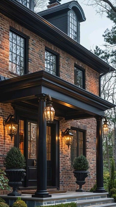 Porch Ideas Entrance, Door Lighting, Front Door Lighting, Front Porch Lighting, Home Exterior Makeover, Red Brick House, Brick Exterior House, Exterior Makeover, Final Destination