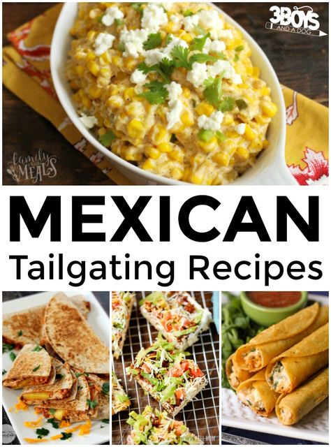 Get ready for the big game with these delicious Mexican tailgate recipes! There are plenty of yummy appetizers here that'd be perfect for game day or any other day of the year! Mexican Theme Tailgate Food, Tex Mex Tailgate, Birthday Horderves, Mexican Football Party Food, Taco Tailgate Ideas, Mexican Tailgate Food, Game Day Meals, Salads Dressing, Football Tailgate Food