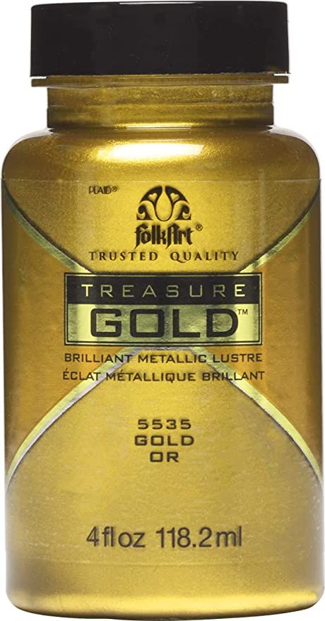 FolkArt Gold Treasure Brilliant Metallic Paint, 4 oz: Amazon.ca: Home & Kitchen Best Gold Paint, Treasure Gold, Gold Treasure, Gold Acrylic Paint, Sea Glass Colors, Metallic Luster, Paint Types, Paint Can, House Tiles