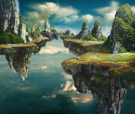 Floating City, Landscape Concept, Fantasy City, Fantasy Setting, Fantasy Places, Inspirational Artwork, Landscape Scenery, Fantasy Art Landscapes, Arte Fantasy