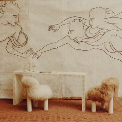 Fresco by Roberto Ruspoli Photo by Yoshiyuki Matsumura Italian Mural, Bedroom Murals, Interior Design Boards, Designer Interior, Wall Drawing, Interior Stylist, Mural Painting, Wall Deco, Interior Art