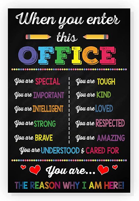 Amazon.com: When You Enter This Office You Are Special Poster School Office Wall Art Decor Classroom School Teacher Student Gift Chalkboard Print for Classroom : Office Products School Counsellor, Encouragement, Therapist Office, School Counselor, Store Signs, Inspirational Wall Art, School Office, Welcome Sign, Positive Quotes