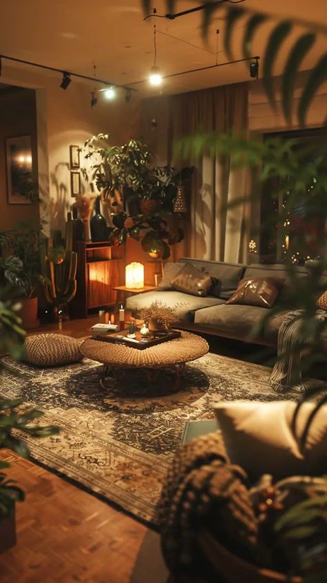 45 Gorgeous Earthy Living Room Ideas (2024) - DecorWithEva Tan Flooring Living Room, Apartment Living Room Decor Ideas Modern, Witchy Aesthetic Living Room, Earthy Boho Decor, Earthy Style Living Room, Earthly Living Room, Green Earthy Living Room, Earthy Vintage Living Room, Earthy Studio Apartment