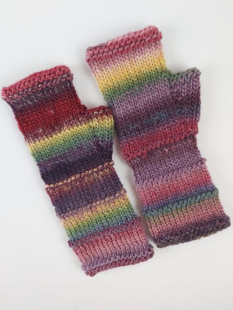 Wool Fingerless gloves Mittens Long Arm Warmers  Women Fingerless Wrist warmers Handmade multicolored gloves Knitted gloves Thick Ready to ship. Handknit thick and soft fingerless gloves.These gloves are made out of a warm, soft, elastic, very durable yarn. They'll make your wardrobe more colorful and lively. They are very suitable for outside and cold rooms.They will keep your hands warm while allowing you all the agility you need to do many activities like taking photographs outside, driving, even text writing messaging on your phone while waiting for the bus!  27 cm ( 10,63 inches ) long. Width 8,5 -9 cm (3,35 - 3,54 inches), but because of their elasticity they fits a big women's hands.  40% Acrylic yarn 60% Wool Unmatched fingerless gloves, that are unique woman accessory ! Perfect gi Fingerless Crochet Gloves, Knit Hand Warmers, Colorful Gloves, Handmade Gloves, Womens Wool Socks, Wool Fingerless Gloves, Gloves Knitted, Flip Flop Socks, Women's Mittens