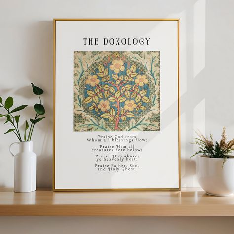 Answered Prayers Wall, Names Of God Wall Art, The Doxology, Liturgical Living, Hymn Print, Hymn Wall Art, Hymn Art, Catholic Wall Art, College House