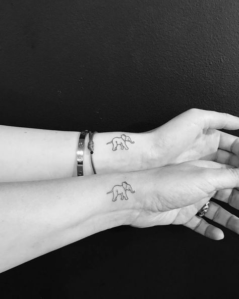 Matching Elephant Tattoos, Little Elephant Tattoos, Baby Elephant Tattoo, Tiny Elephant Tattoo, Thailand Tattoo, Elephant Tattoo Design, 4 Tattoo, Mother Tattoos, Elephant Tattoo