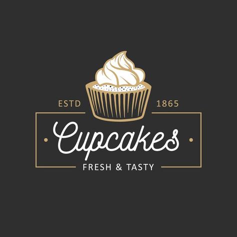 Cake Bakery Shop, Cupcake Logo Design, Cupcake Icon, Bakery Icon, Cupcake Logo, Cute Bakery, Cooking Design, Cake Logo Design, Logo Design Set