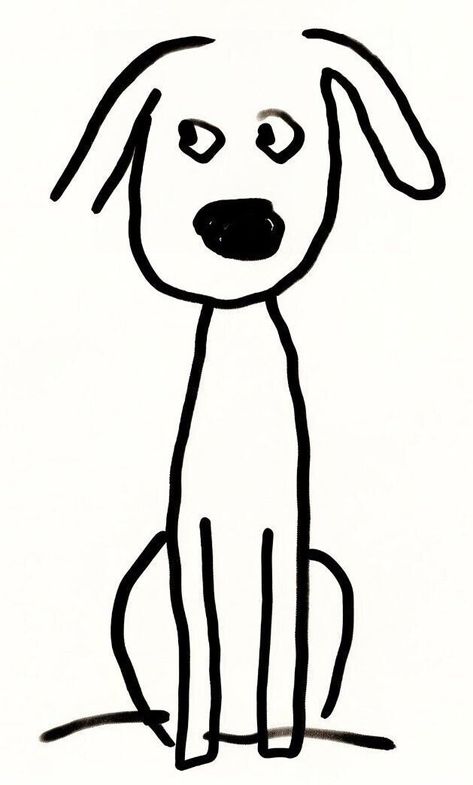 Simple Cartoon Animals, Dogs Easy Drawing, Goofy Dog Drawing, Line Drawings Of Dogs, Dog Minimalist Drawing, Dog Doodles Simple, Dog Sketch Cartoon, Draw A Dog Easy, Dog Drawing Easy