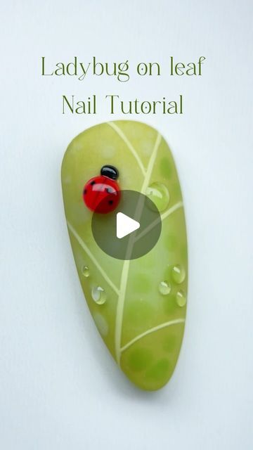 3d Ladybug Nail Art, Gel X Nail Tutorial, Nails Ladybug, Bug Nail Art, Ladybug On Leaf, Bug Nails, Ladybug Nail Art, Leaf Nail Art, Ladybug Nails