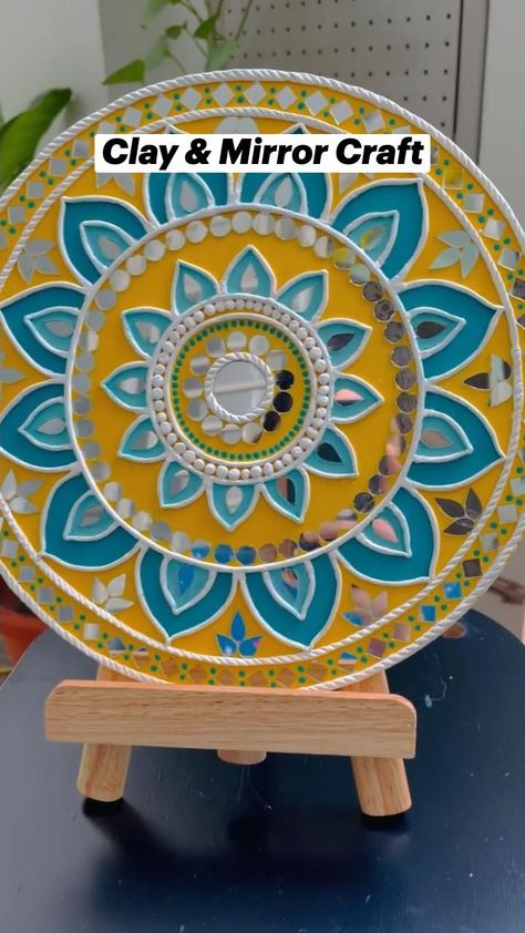 Clay & Mirror Craft by Sandhya Ravi in 2022 | Clay crafts, Mirror crafts, Diy canvas art Mirror Crafts Diy, Clay Mirror, Mirror Craft, Decoration Mirror, Mirror Crafts, Diy Yarn Crafts, Diy Wall Art Decor, Art And Craft Videos, Art Decor Diy