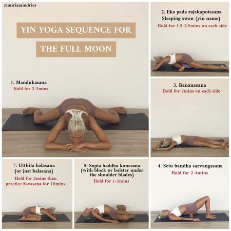 Yin yoga sequence for the full moon Heart Chakra Healing Yoga Poses, Yin Yoga Sacral Chakra, Heart Chakra Yin Yoga, Yoga To Release Trama, Sacral Stretches, Full Moon Yin Yoga Sequence, Nightime Yoga, Yin Sequence, Restorative Yin Yoga