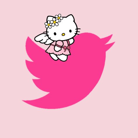 Hot Pink Hello Kitty Icons, Hello Kitty App Icon Spotify, Hello Kitty Photos App Icon, Hello Kitty Music Icon, Hello Kitty App Icon Pinterest, Twitter App Icon, Kitty Icon, Twitter App, Cat App